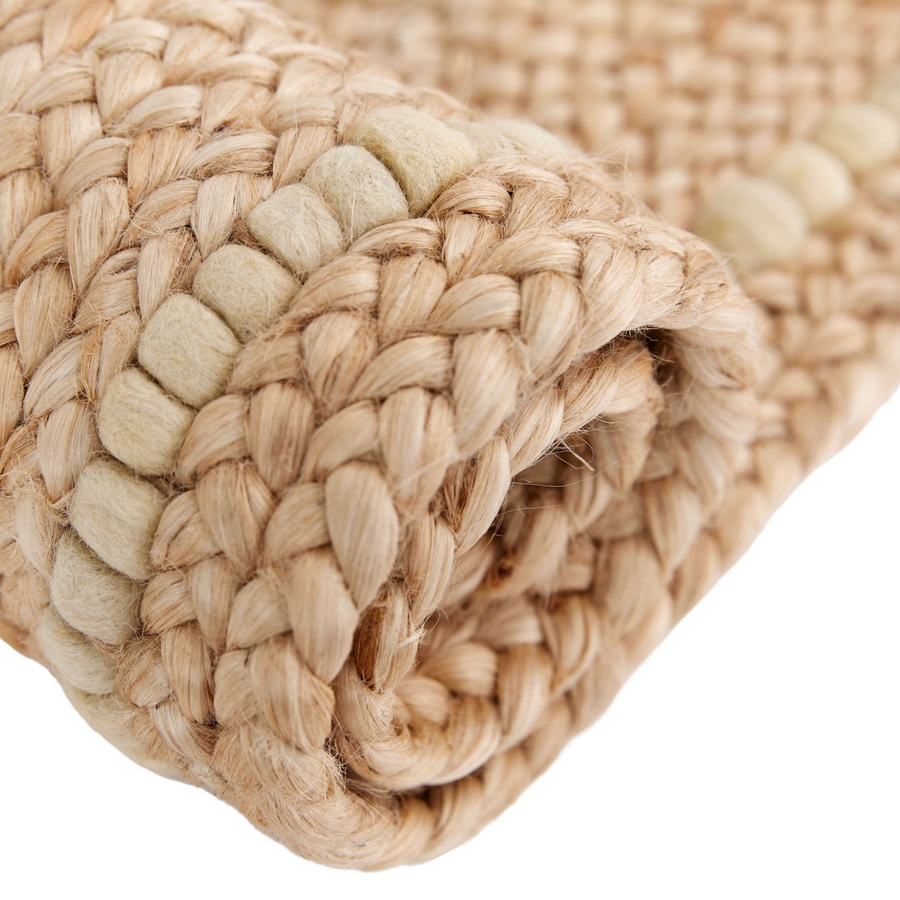 Braided Jute Doormat with Hand-spun Wool Accents