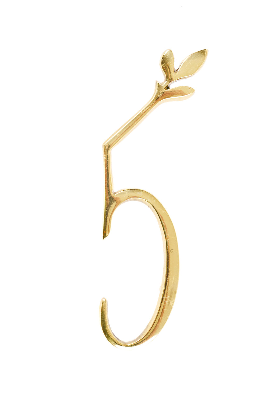 Leaf Flourish Brass House Numbers