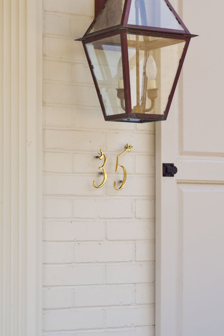 Leaf Flourish Brass House Numbers