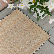 Braided Jute Doormat With Black and White Trim With Planter