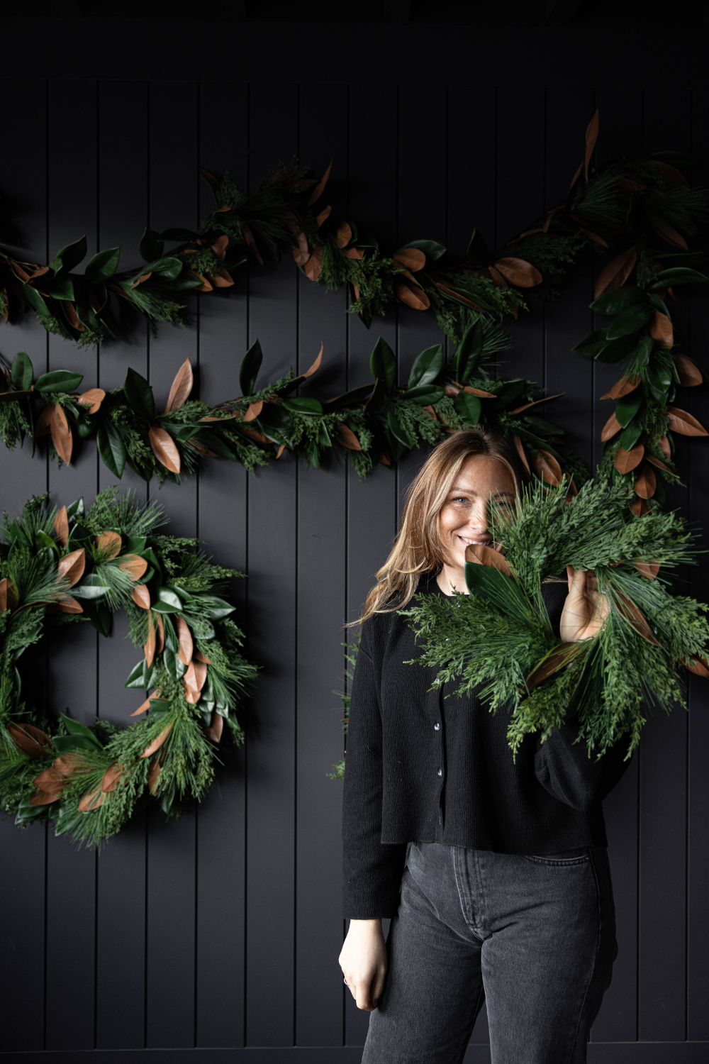 Magnolia Norfolk Cypress Mixed Real Touch Wreath - 24": Standard